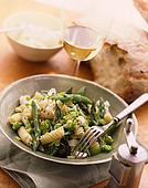 Garlic Rotini Tossed with Sauted Asparagus and Squash